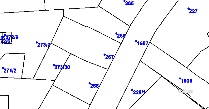 Parcela st. 267 v KÚ Hronov, Katastrální mapa