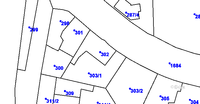 Parcela st. 302 v KÚ Hronov, Katastrální mapa