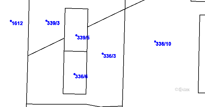 Parcela st. 336/3 v KÚ Hronov, Katastrální mapa