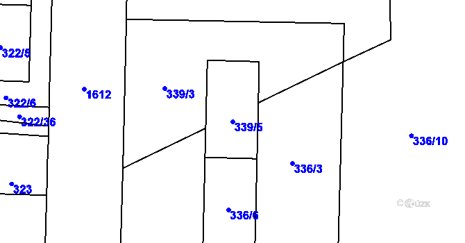 Parcela st. 339/5 v KÚ Hronov, Katastrální mapa