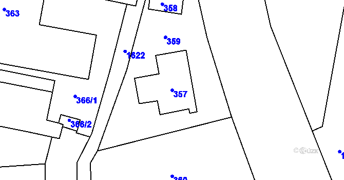 Parcela st. 357 v KÚ Hronov, Katastrální mapa