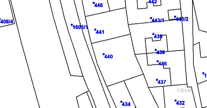 Parcela st. 440 v KÚ Hronov, Katastrální mapa