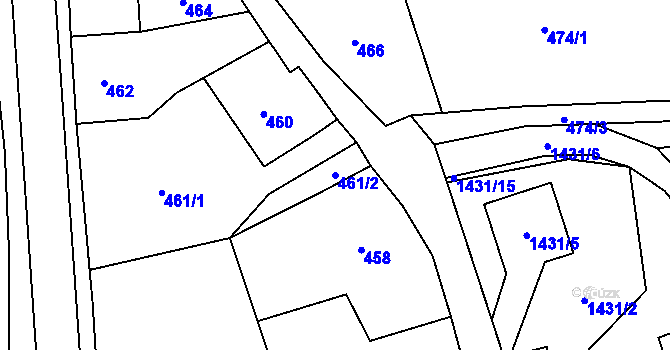 Parcela st. 461/2 v KÚ Hronov, Katastrální mapa