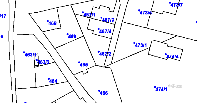 Parcela st. 467/2 v KÚ Hronov, Katastrální mapa
