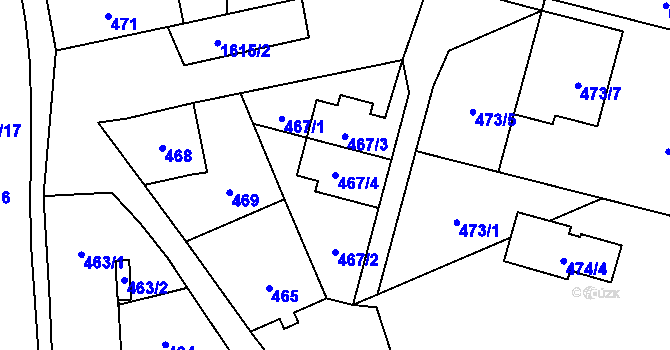 Parcela st. 467/4 v KÚ Hronov, Katastrální mapa