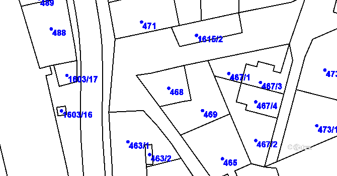 Parcela st. 468 v KÚ Hronov, Katastrální mapa