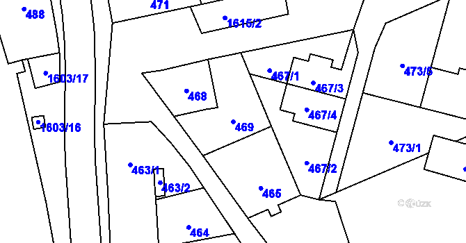 Parcela st. 469 v KÚ Hronov, Katastrální mapa