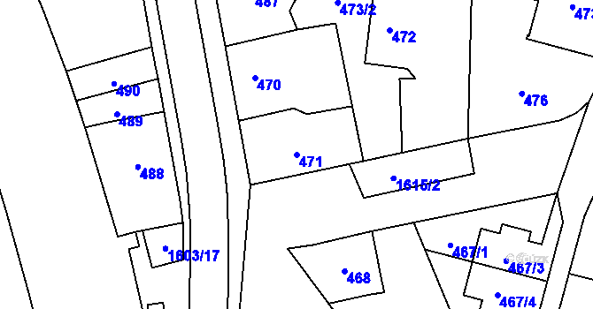 Parcela st. 471 v KÚ Hronov, Katastrální mapa
