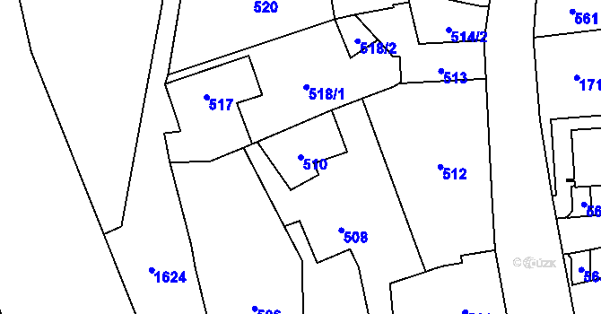 Parcela st. 510 v KÚ Hronov, Katastrální mapa