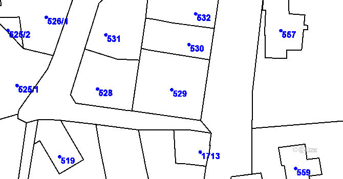 Parcela st. 529 v KÚ Hronov, Katastrální mapa