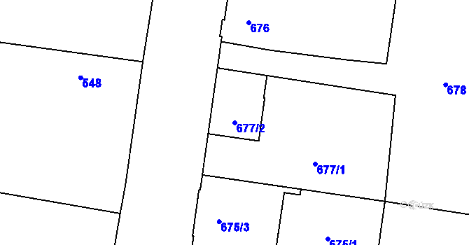 Parcela st. 677/2 v KÚ Hronov, Katastrální mapa