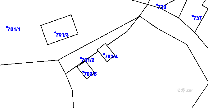 Parcela st. 702/4 v KÚ Hronov, Katastrální mapa