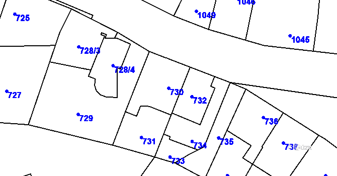 Parcela st. 730 v KÚ Hronov, Katastrální mapa