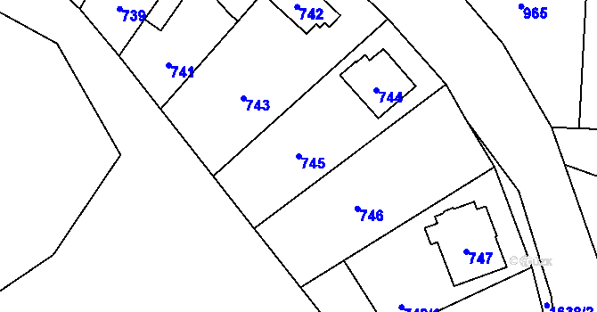 Parcela st. 745 v KÚ Hronov, Katastrální mapa