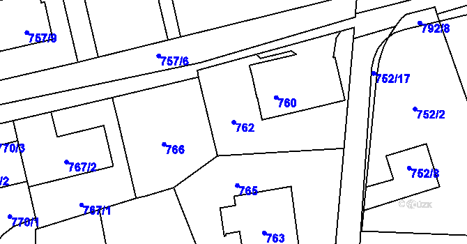 Parcela st. 762 v KÚ Hronov, Katastrální mapa