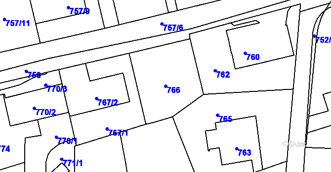 Parcela st. 766 v KÚ Hronov, Katastrální mapa