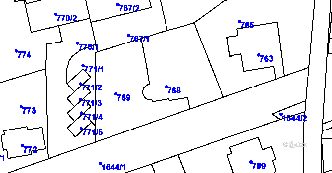 Parcela st. 768 v KÚ Hronov, Katastrální mapa