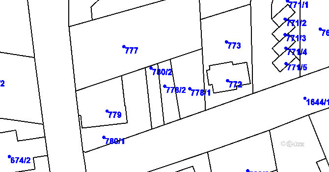Parcela st. 778/2 v KÚ Hronov, Katastrální mapa