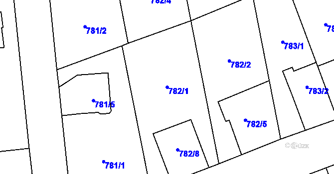 Parcela st. 782/1 v KÚ Hronov, Katastrální mapa