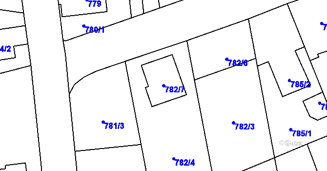 Parcela st. 782/7 v KÚ Hronov, Katastrální mapa