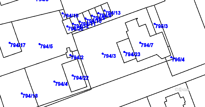 Parcela st. 794/3 v KÚ Hronov, Katastrální mapa