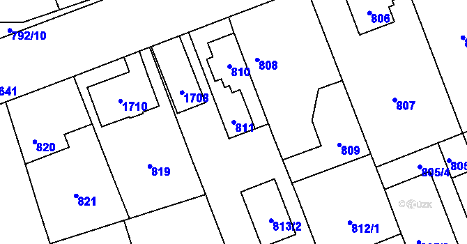 Parcela st. 811 v KÚ Hronov, Katastrální mapa