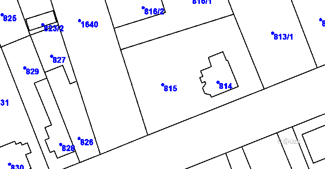 Parcela st. 815 v KÚ Hronov, Katastrální mapa