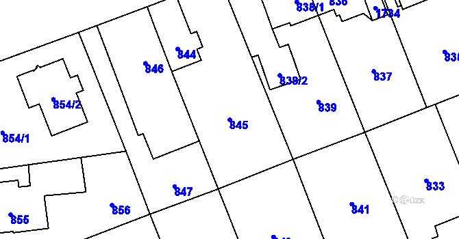 Parcela st. 845 v KÚ Hronov, Katastrální mapa