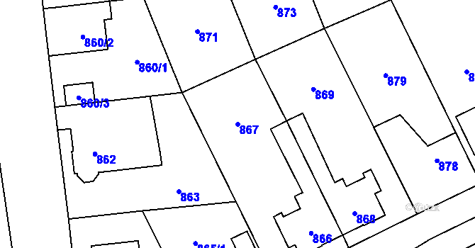 Parcela st. 867 v KÚ Hronov, Katastrální mapa