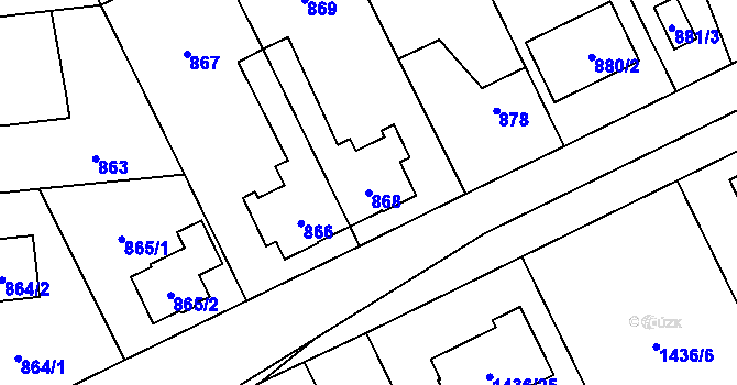 Parcela st. 868 v KÚ Hronov, Katastrální mapa