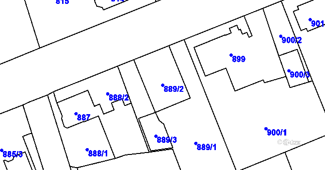 Parcela st. 889/2 v KÚ Hronov, Katastrální mapa