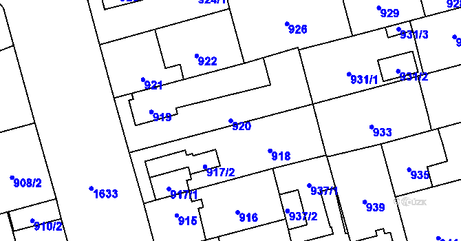 Parcela st. 920 v KÚ Hronov, Katastrální mapa