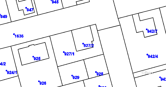 Parcela st. 927/2 v KÚ Hronov, Katastrální mapa