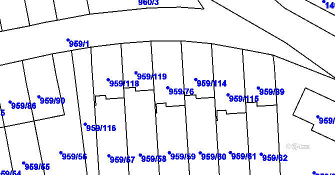 Parcela st. 959/76 v KÚ Hronov, Katastrální mapa