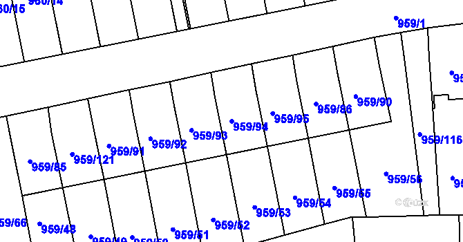 Parcela st. 959/94 v KÚ Hronov, Katastrální mapa