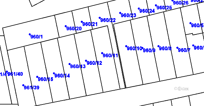 Parcela st. 960/11 v KÚ Hronov, Katastrální mapa
