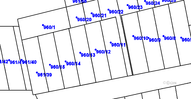 Parcela st. 960/12 v KÚ Hronov, Katastrální mapa