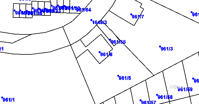 Parcela st. 961/8 v KÚ Hronov, Katastrální mapa