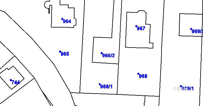 Parcela st. 966/2 v KÚ Hronov, Katastrální mapa