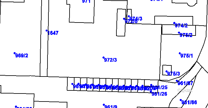 Parcela st. 972 v KÚ Hronov, Katastrální mapa