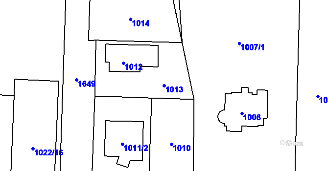 Parcela st. 1013 v KÚ Hronov, Katastrální mapa
