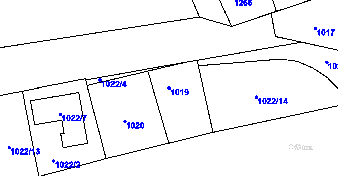Parcela st. 1019 v KÚ Hronov, Katastrální mapa