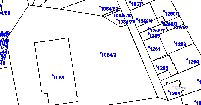 Parcela st. 1084/3 v KÚ Hronov, Katastrální mapa