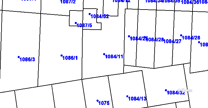 Parcela st. 1084/11 v KÚ Hronov, Katastrální mapa