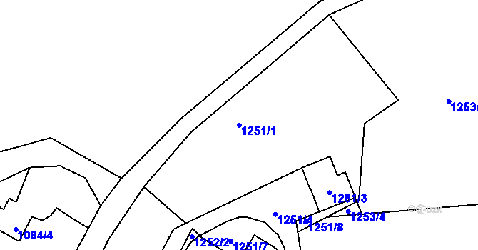 Parcela st. 1251/1 v KÚ Hronov, Katastrální mapa