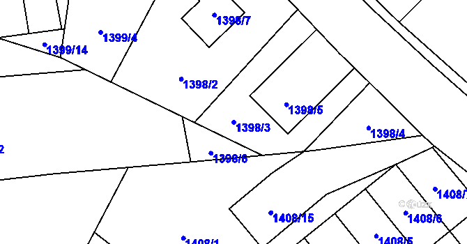 Parcela st. 1398/3 v KÚ Hronov, Katastrální mapa