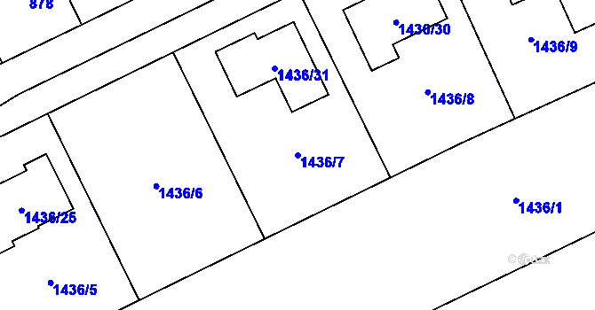 Parcela st. 1436/7 v KÚ Hronov, Katastrální mapa