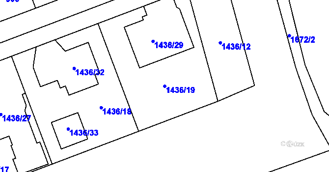 Parcela st. 1436/19 v KÚ Hronov, Katastrální mapa