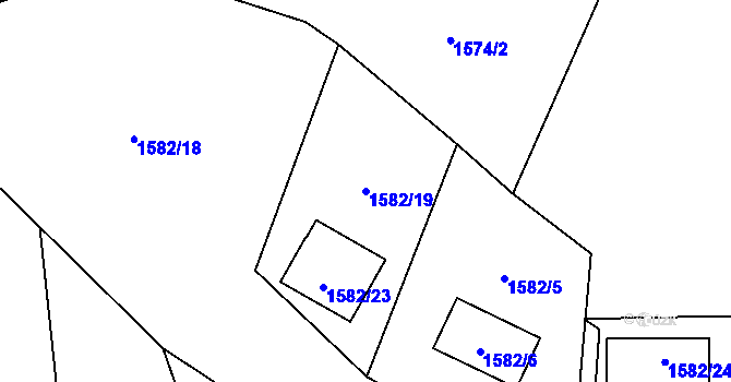 Parcela st. 1582/19 v KÚ Hronov, Katastrální mapa