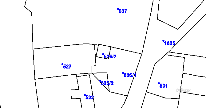 Parcela st. 526/2 v KÚ Hronov, Katastrální mapa